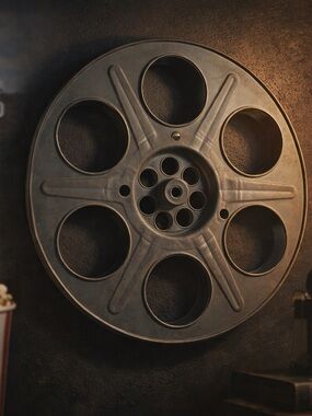 Vintage Metal Film Reel 15” Hollywood Cinema Decor Industrial Movie Theater Art